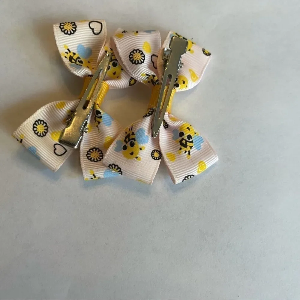 Bow pair hair bows accessories Honey bee love NEW